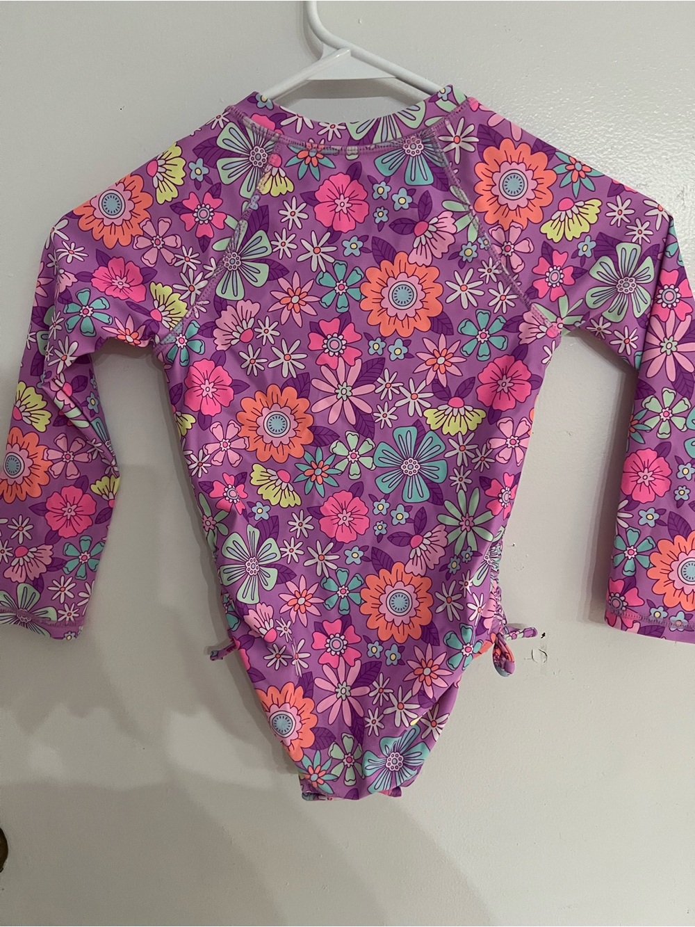 jumping beans Purple Floral Long-Sleeve Girls One-Piece Swimsuit